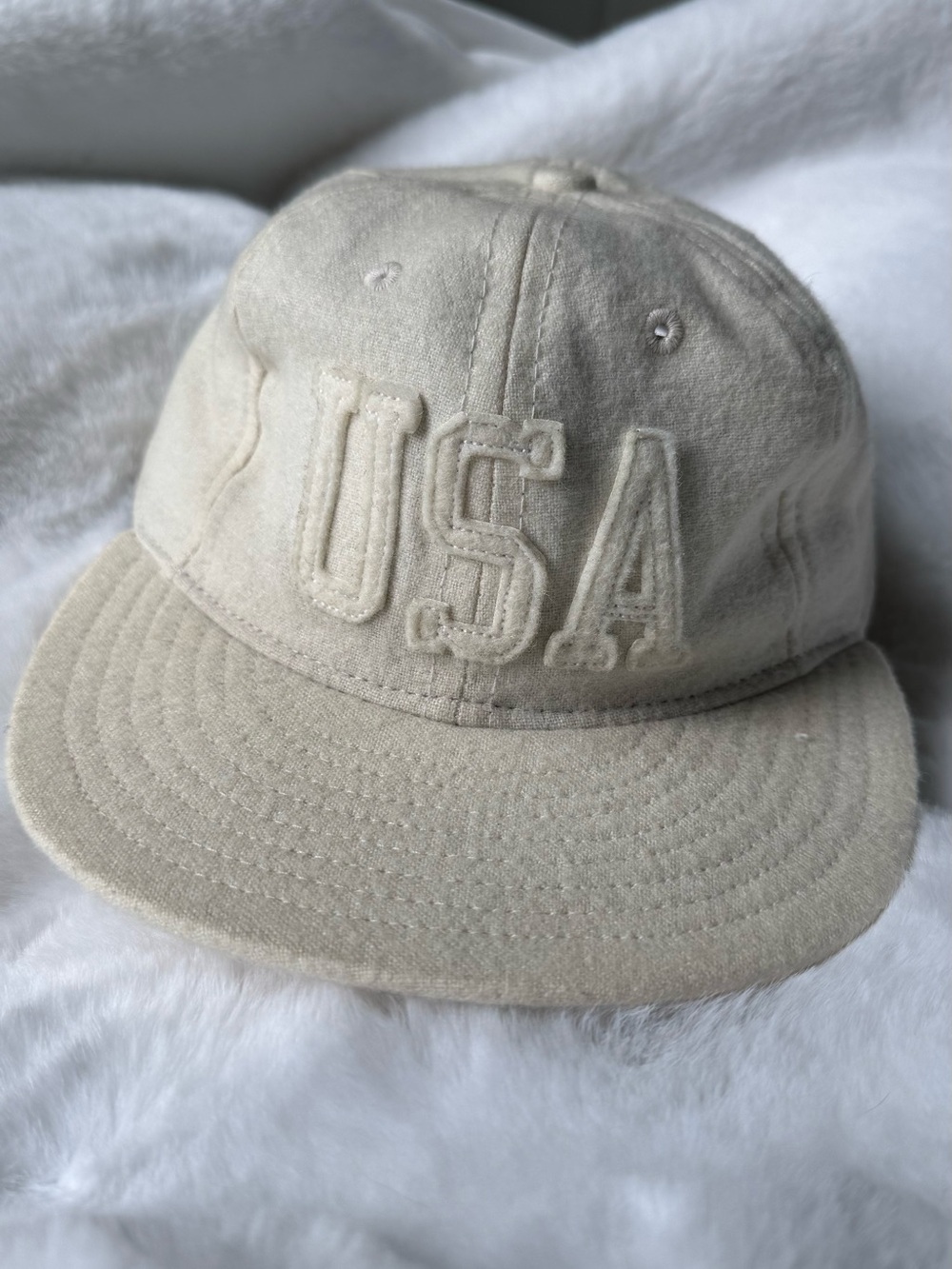 Ebbets Field Cream Wool USA Cap